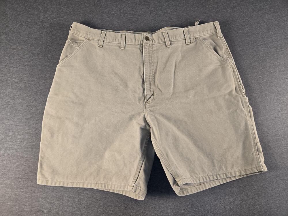 Carhartt Shorts Mens 44 Beige Canvas Cargo Workwear Relaxed Utility Summer